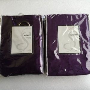 2 Kristen Purple Curtains grommet top panel shiny